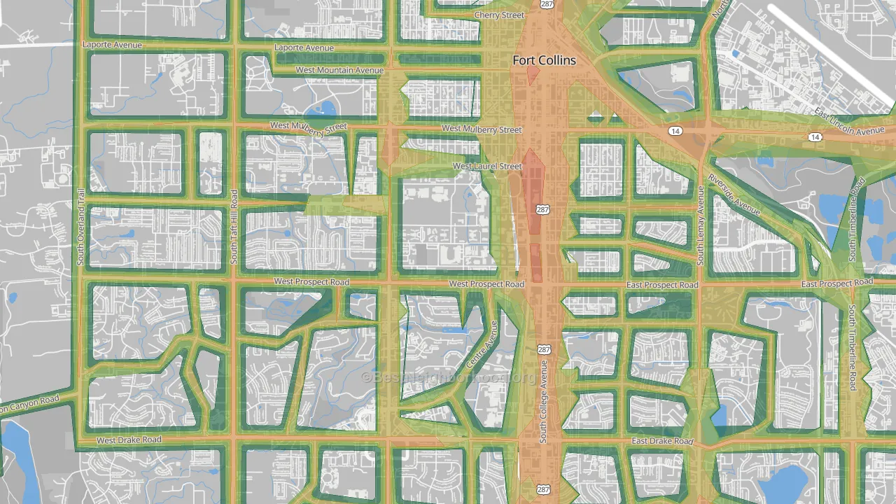 University North, Fort Collins, CO Map of Noise Levels in University North