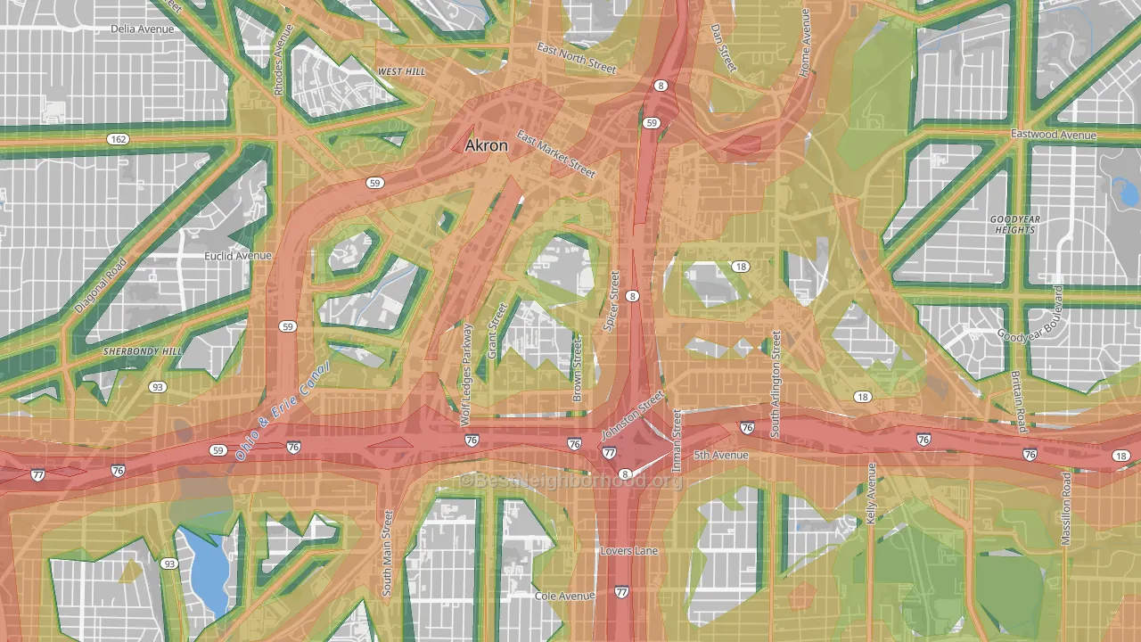 University of Ohio Akron, Akron, OH Map of Noise Levels in University of Ohio Akron