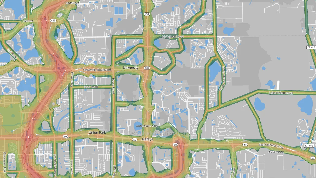 university, Orlando, FL Map of Noise Levels in university