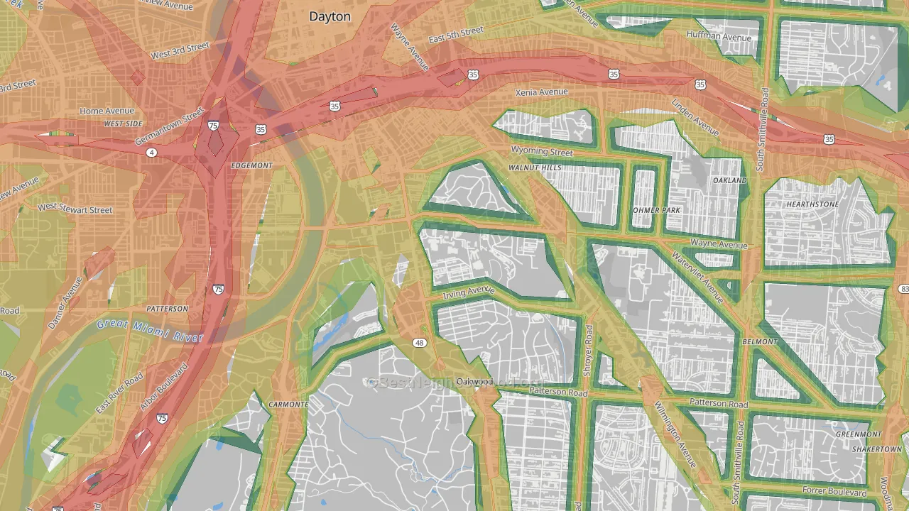 University Park, Dayton, OH Map of Noise Levels in University Park