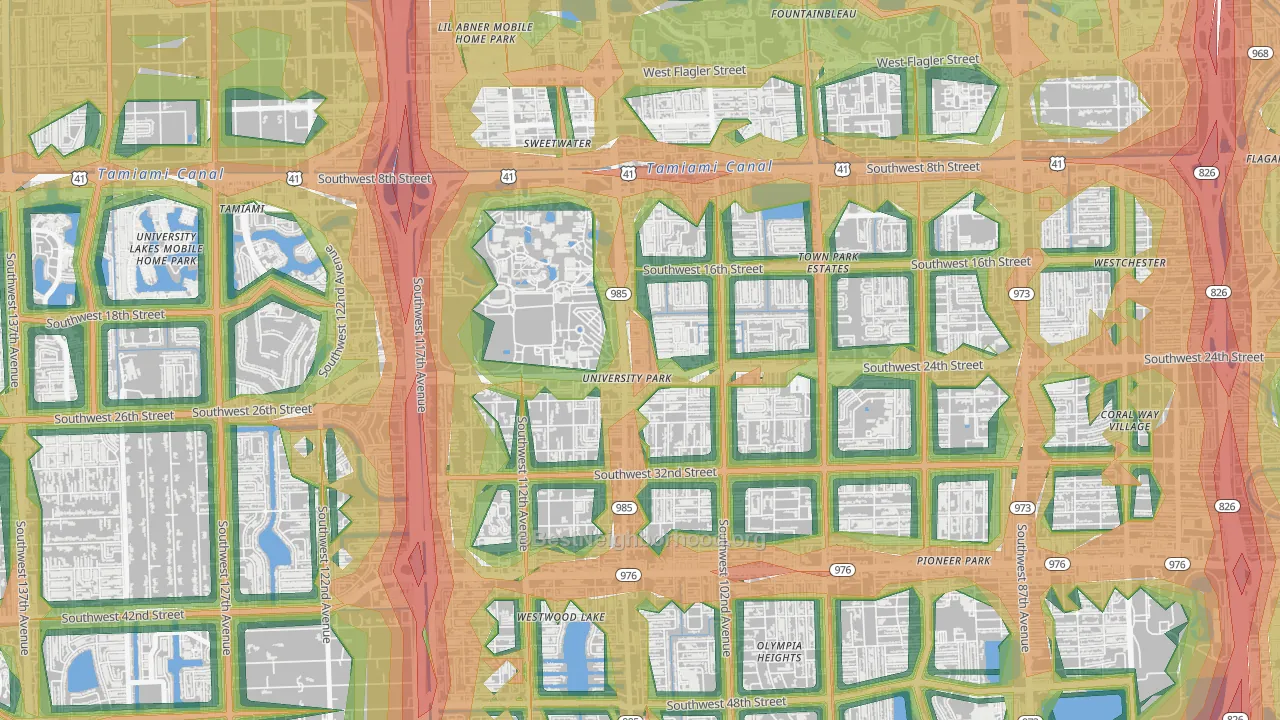 University Park, FL Map of Noise Levels in University Park