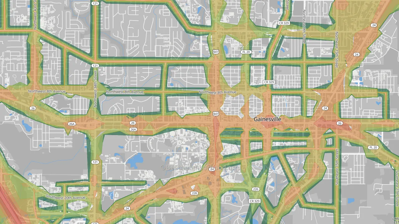 University Park-Gainsville, Gainesville, FL Map of Noise Levels in University Park-Gainsville