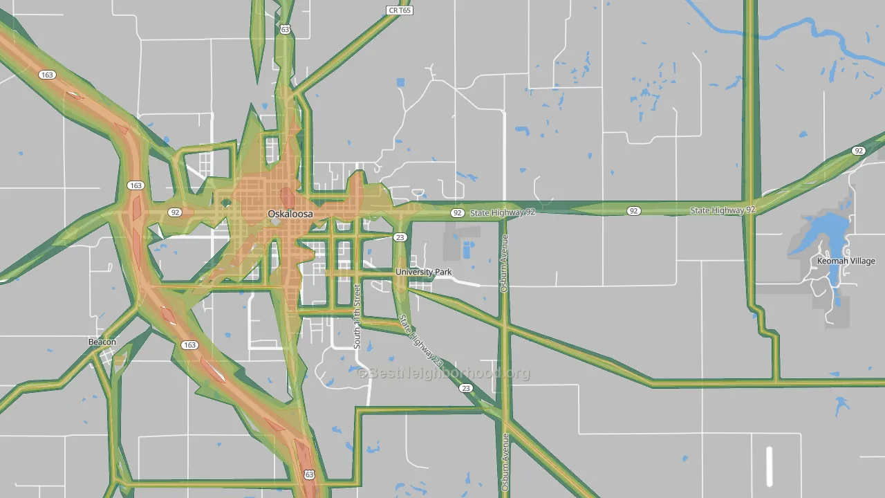University Park, IA Map of Noise Levels in University Park