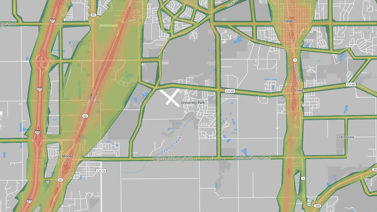 University Park, IL Map of Noise Levels in University Park