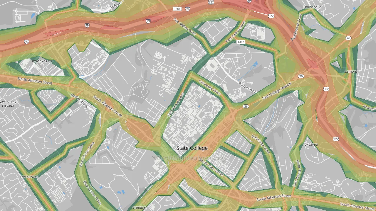 University Park, PA Map of Noise Levels in University Park