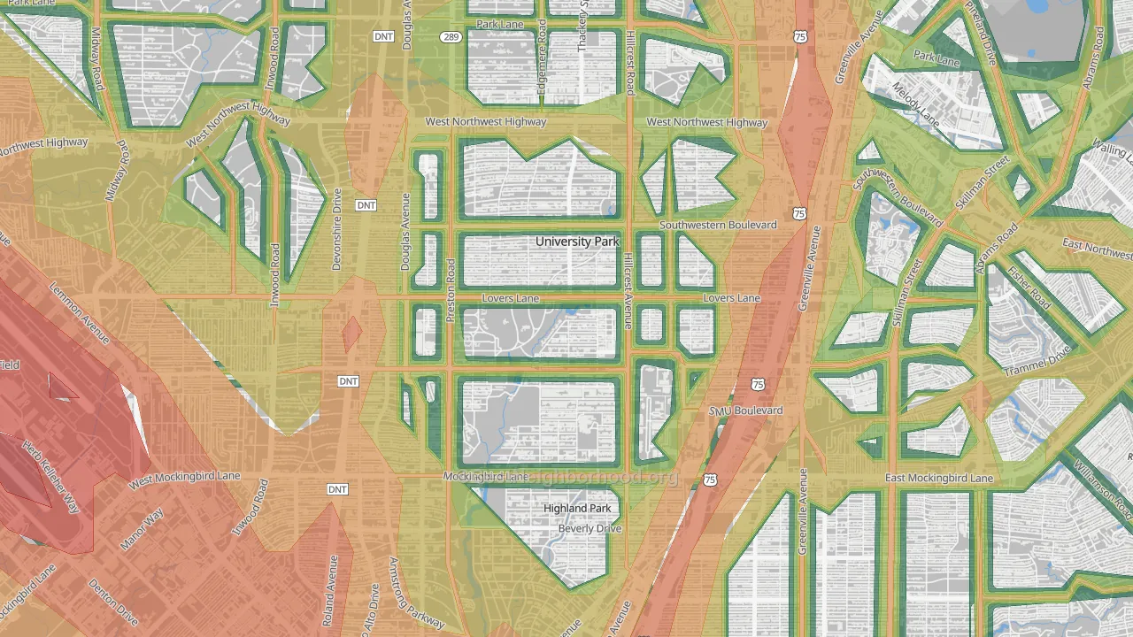 University Park, TX Map of Noise Levels in University Park
