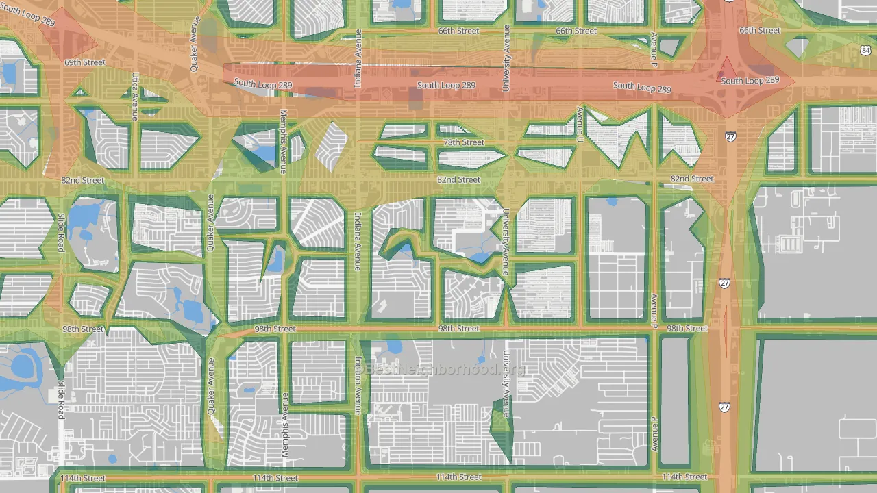 University Pines, Lubbock, TX Map of Noise Levels in University Pines