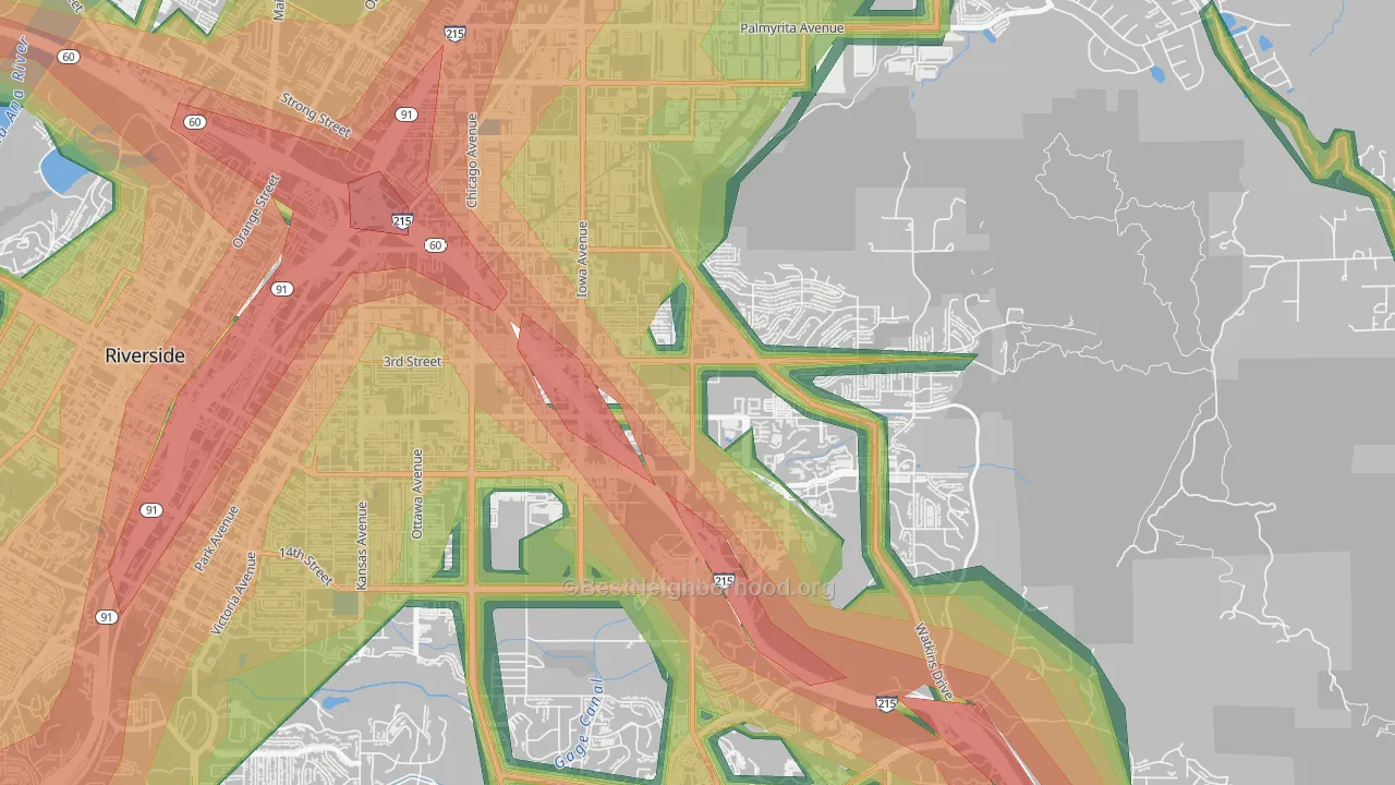 University, Riverside, CA Map of Noise Levels in University