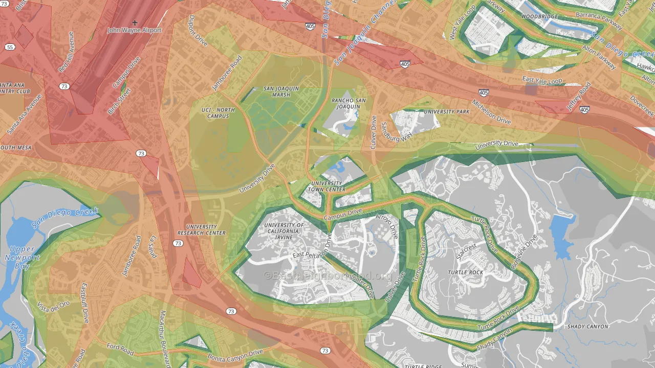 University Town Center, Irvine, CA Map of Noise Levels in University Town Center
