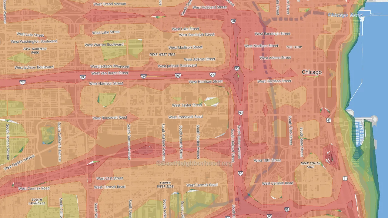 University Village, Chicago, IL Map of Noise Levels in University Village