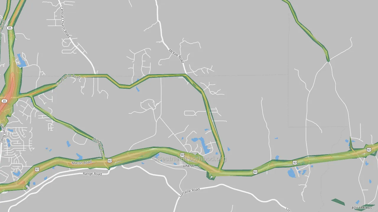 Upatoi, GA Map of Noise Levels in Upatoi