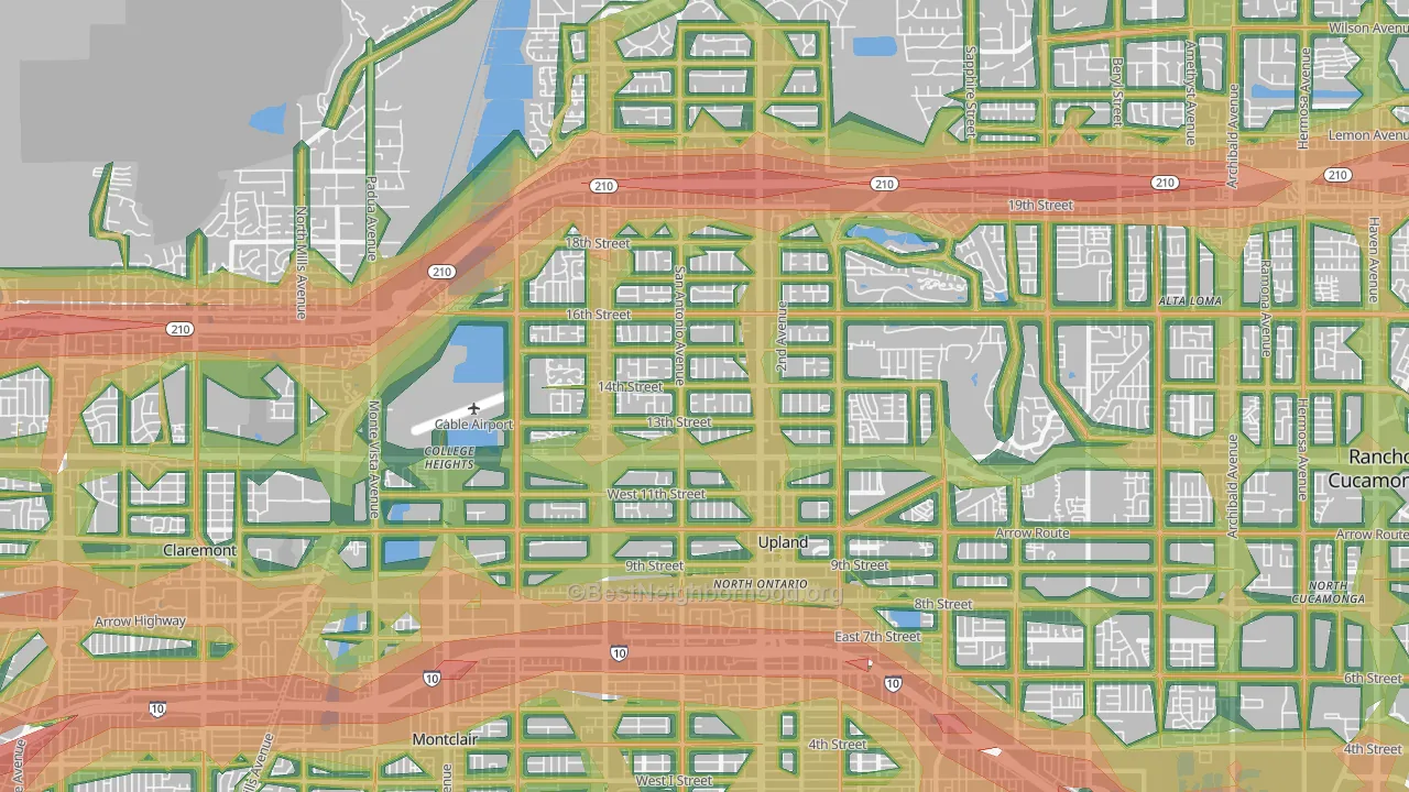Upland, CA Map of Noise Levels in Upland