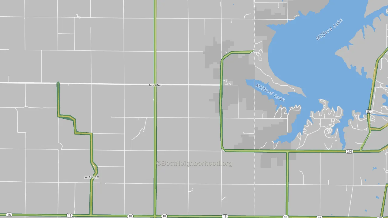 Upland, KS Map of Noise Levels in Upland