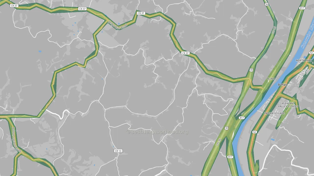 Upland, WV Map of Noise Levels in Upland