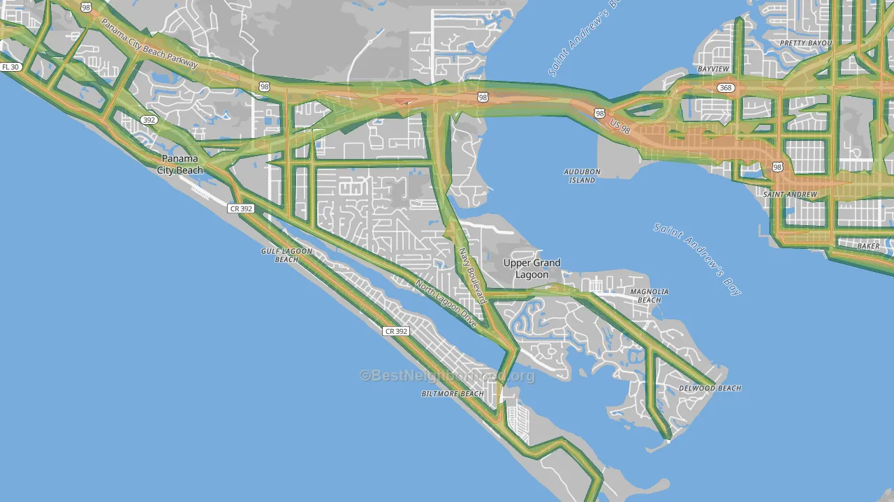 Upper Grand Lagoon, FL Map of Noise Levels in Upper Grand Lagoon