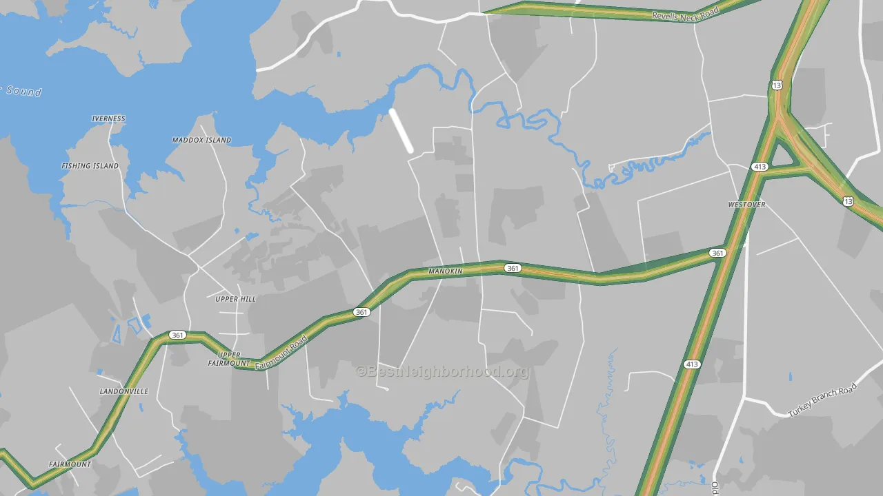 Upper Hill, MD Map of Noise Levels in Upper Hill