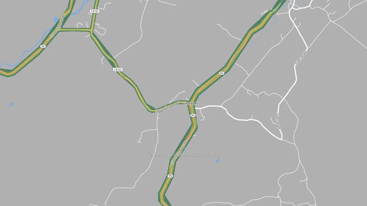 Upper Jay, NY Map of Noise Levels in Upper Jay