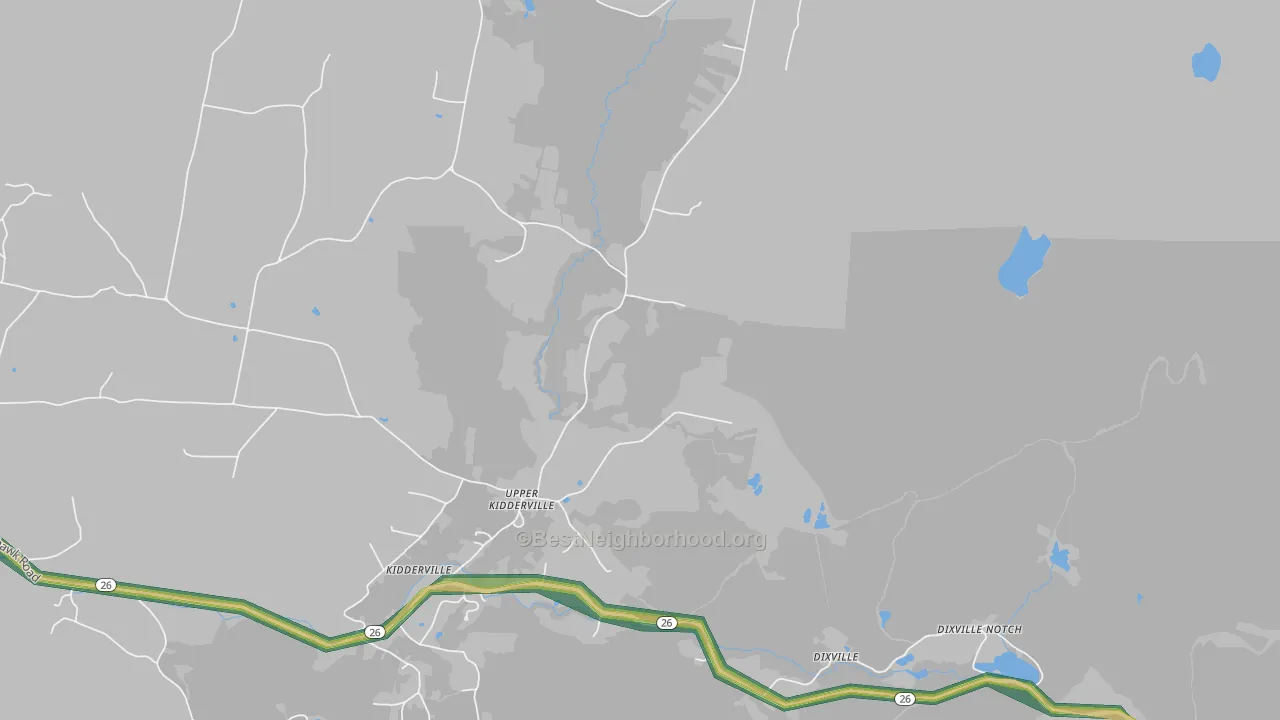 Upper Kidderville, NH Map of Noise Levels in Upper Kidderville