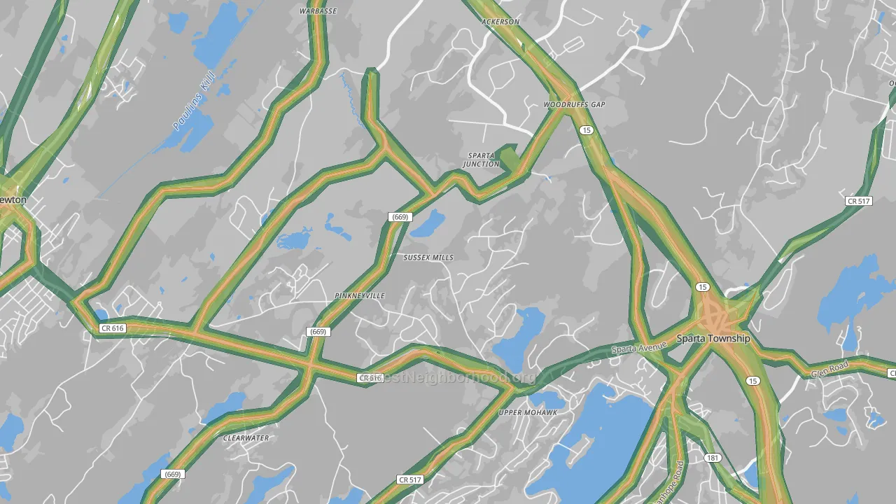 Upper Mohawk, NJ Map of Noise Levels in Upper Mohawk