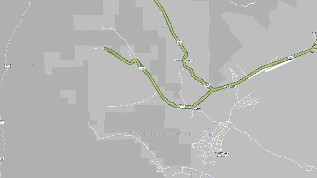 Upper Rociada, NM Map of Noise Levels in Upper Rociada