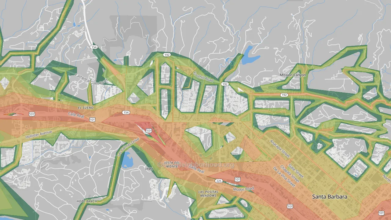 Upper State, Santa Barbara, CA Map of Noise Levels in Upper State