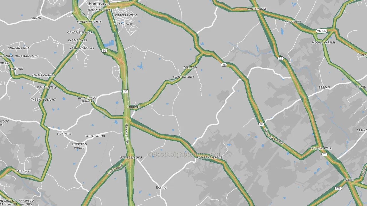 Upperco, MD Map of Noise Levels in Upperco