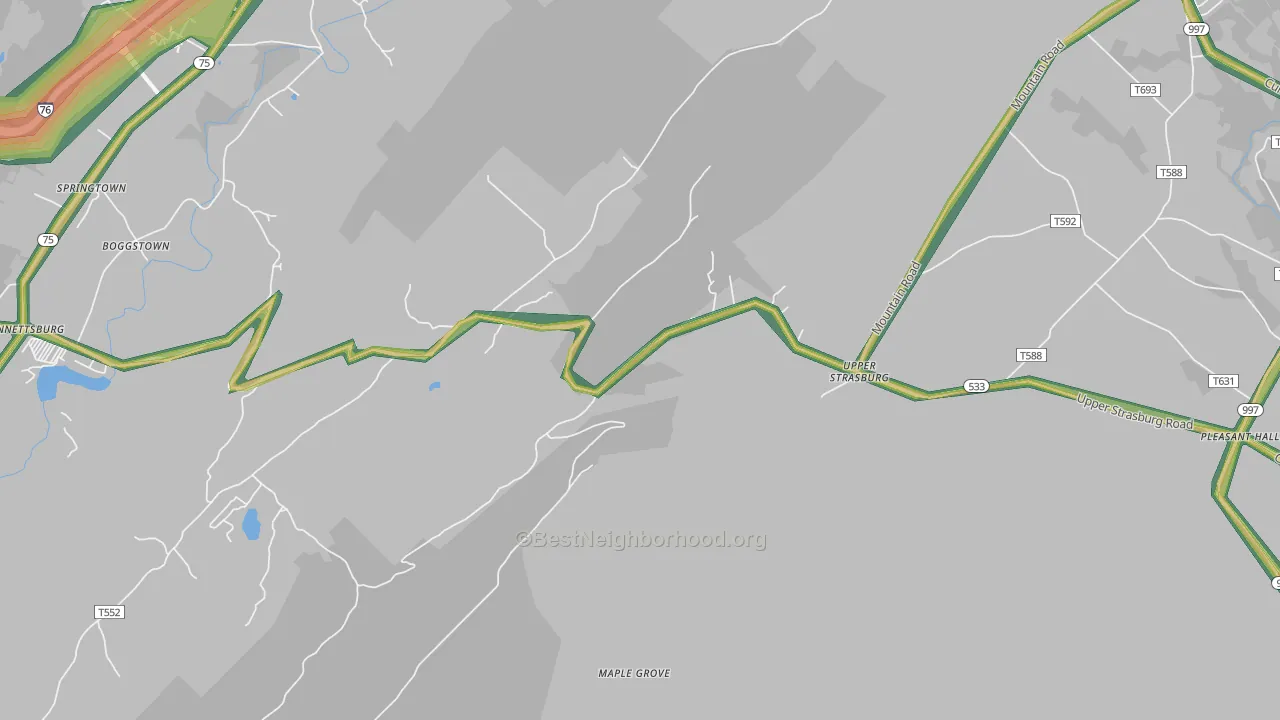 Upperstrasburg, PA Map of Noise Levels in Upperstrasburg