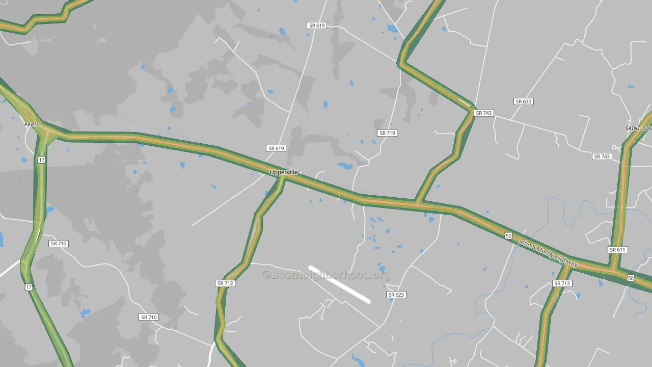 Upperville, VA Map of Noise Levels in Upperville