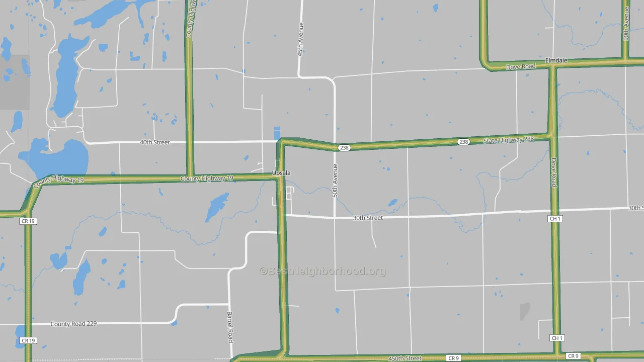 Upsala, MN Map of Noise Levels in Upsala
