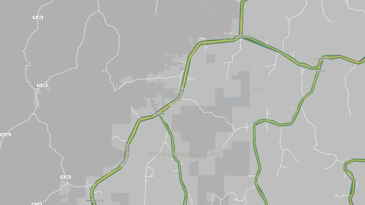 Upshaw, AL Map of Noise Levels in Upshaw