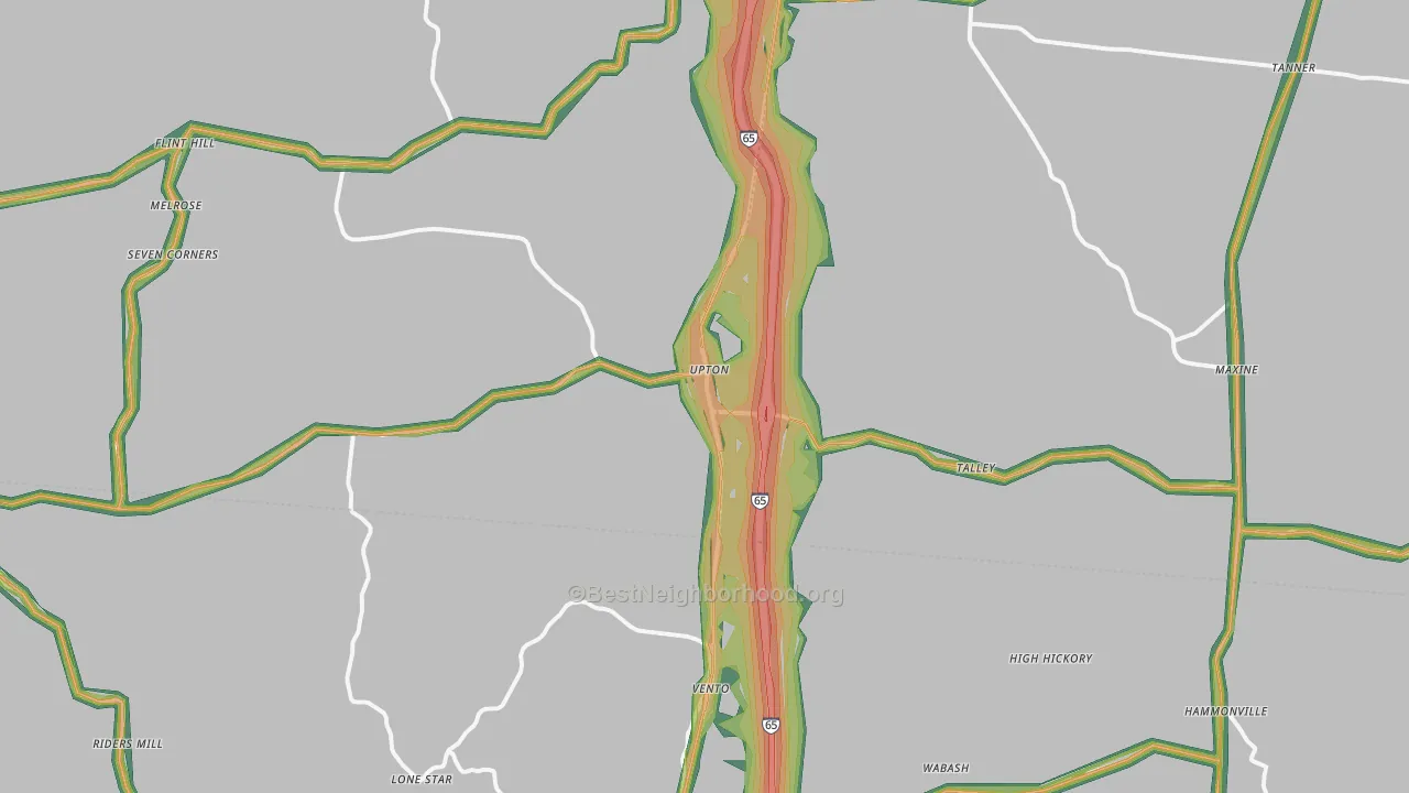 Upton, KY Map of Noise Levels in Upton