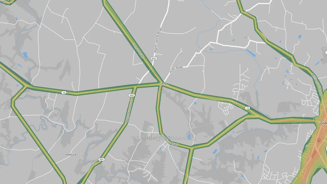 Upton, PA Map of Noise Levels in Upton