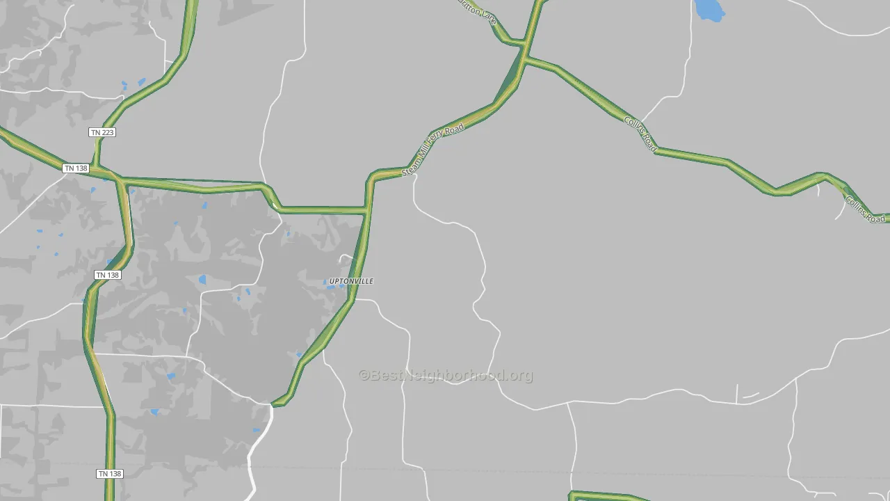 Uptonville, TN Map of Noise Levels in Uptonville