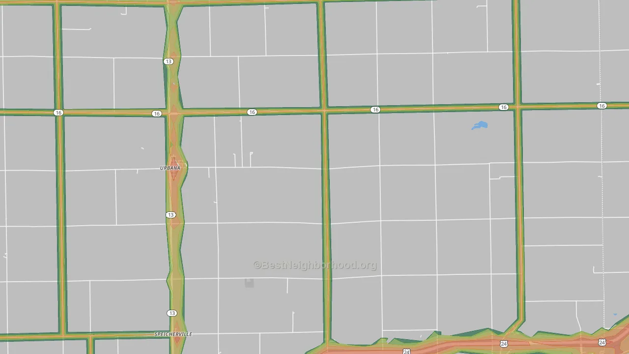 Urbana, IN Map of Noise Levels in Urbana