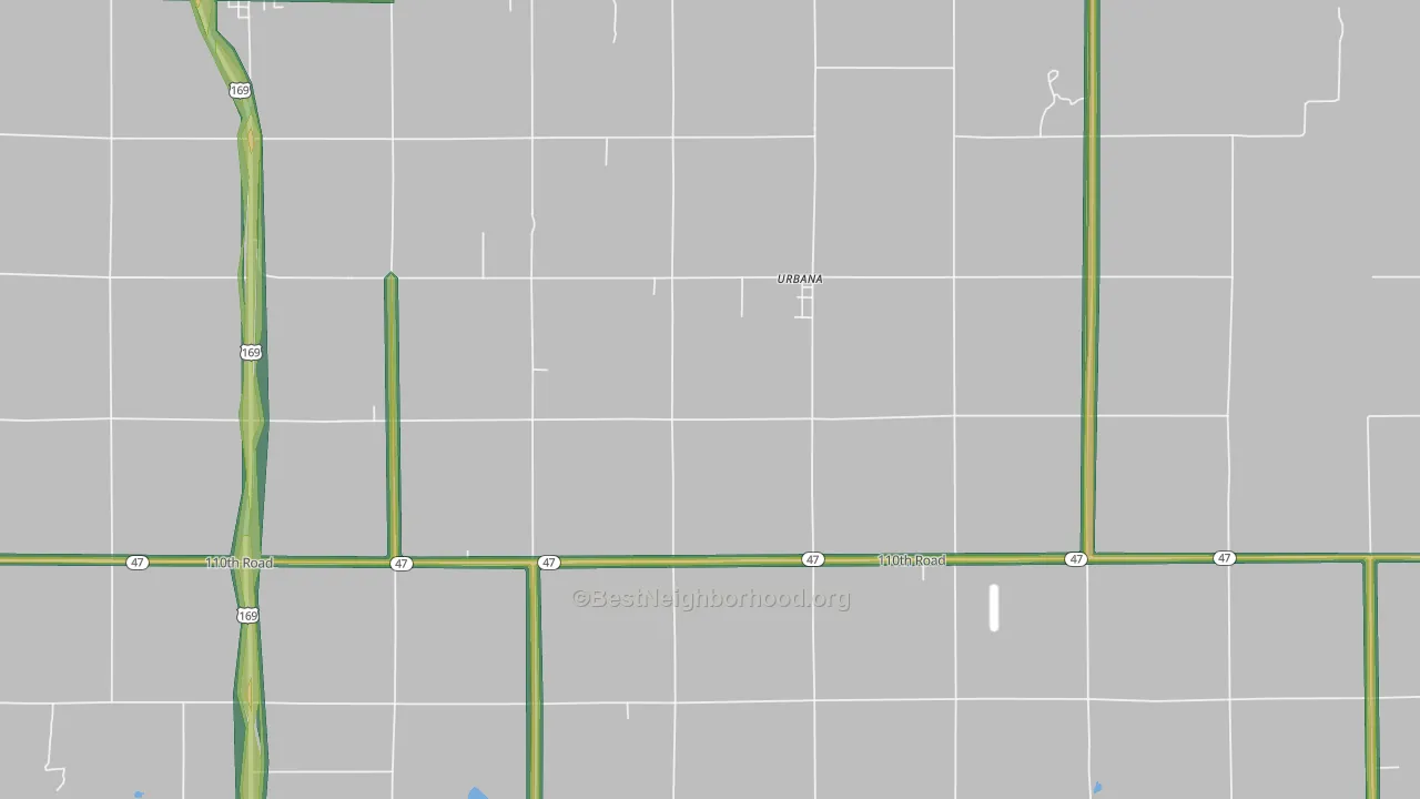 Urbana, KS Map of Noise Levels in Urbana