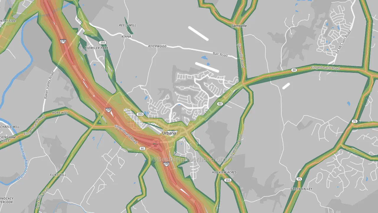 Urbana, MD Map of Noise Levels in Urbana