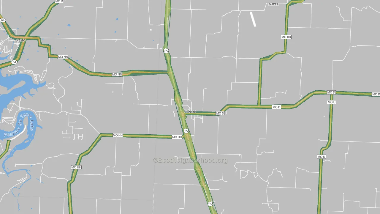 Urbana, MO Map of Noise Levels in Urbana