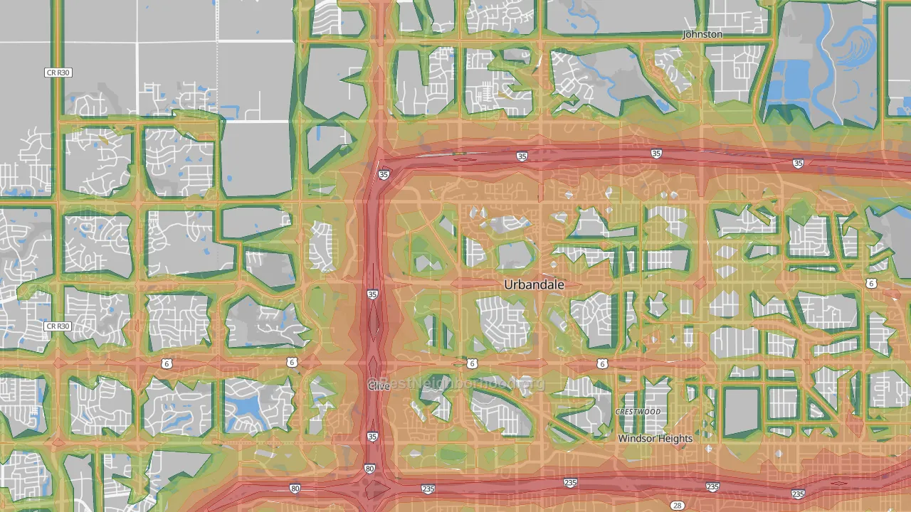 Urbandale, IA Map of Noise Levels in Urbandale