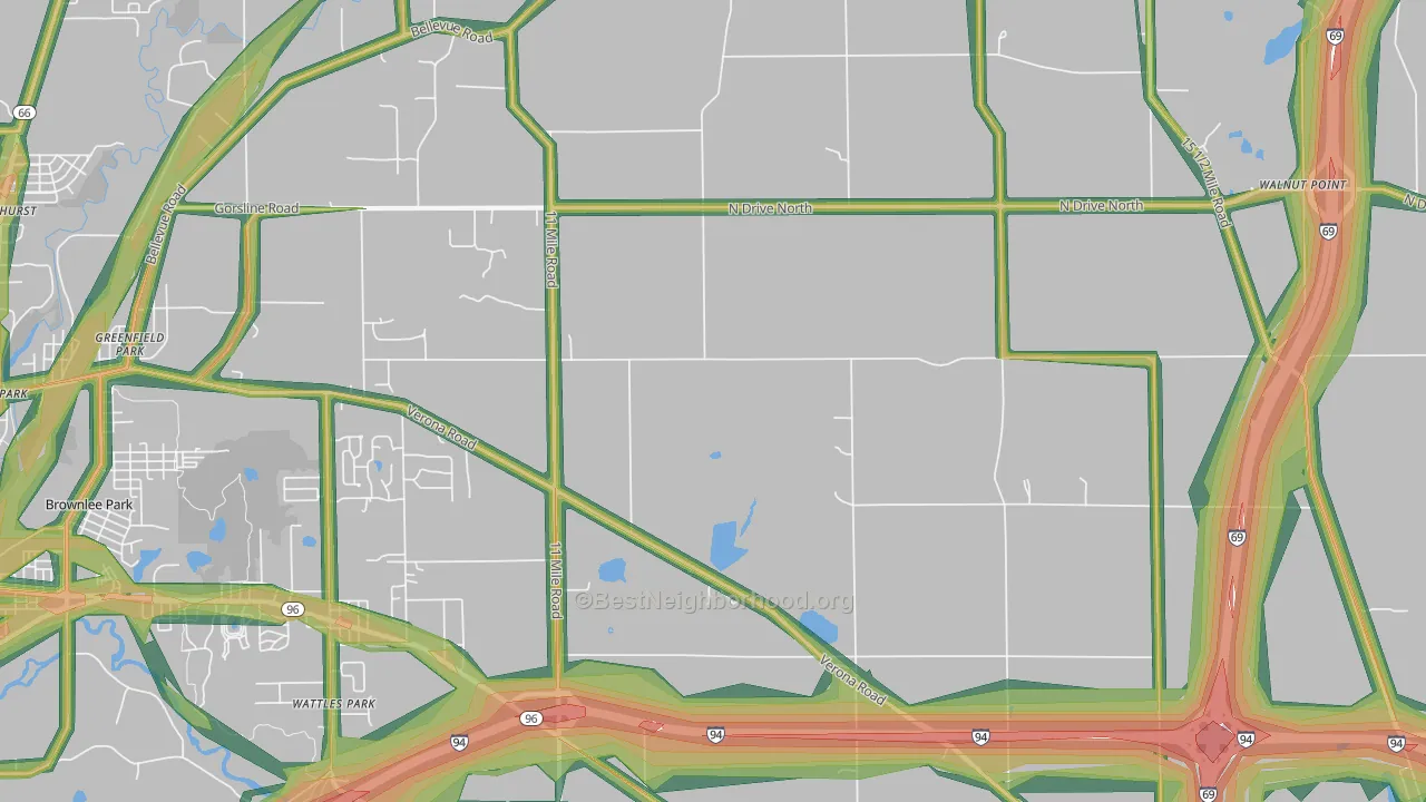 Urbandale, MI Map of Noise Levels in Urbandale