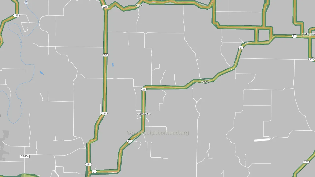 Urbanette, AR Map of Noise Levels in Urbanette