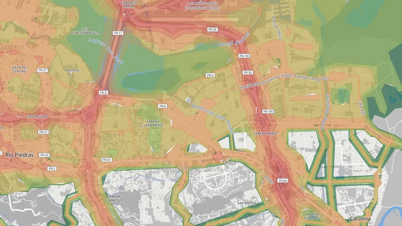 Urbanizacion Country Club, San Juan, PR Map of Noise Levels in Urbanizacion Country Club