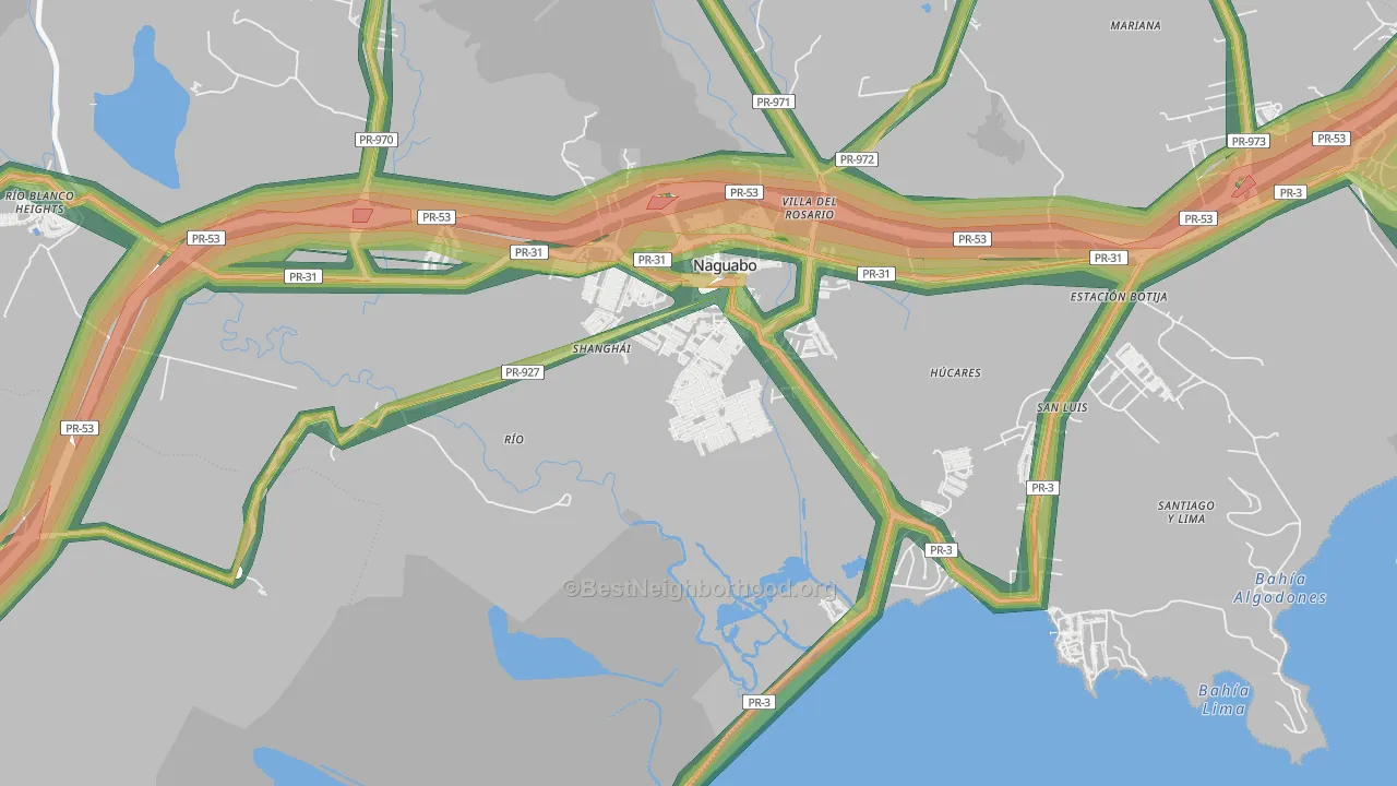 Urbanizacion Diplo, Naguabo, PR Map of Noise Levels in Urbanizacion Diplo