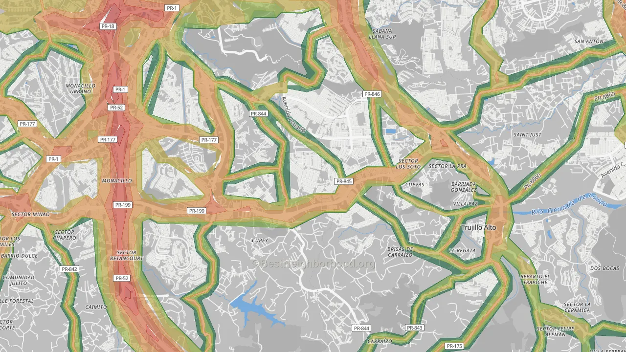Urbanizacion Fairview, San Juan, PR Map of Noise Levels in Urbanizacion Fairview