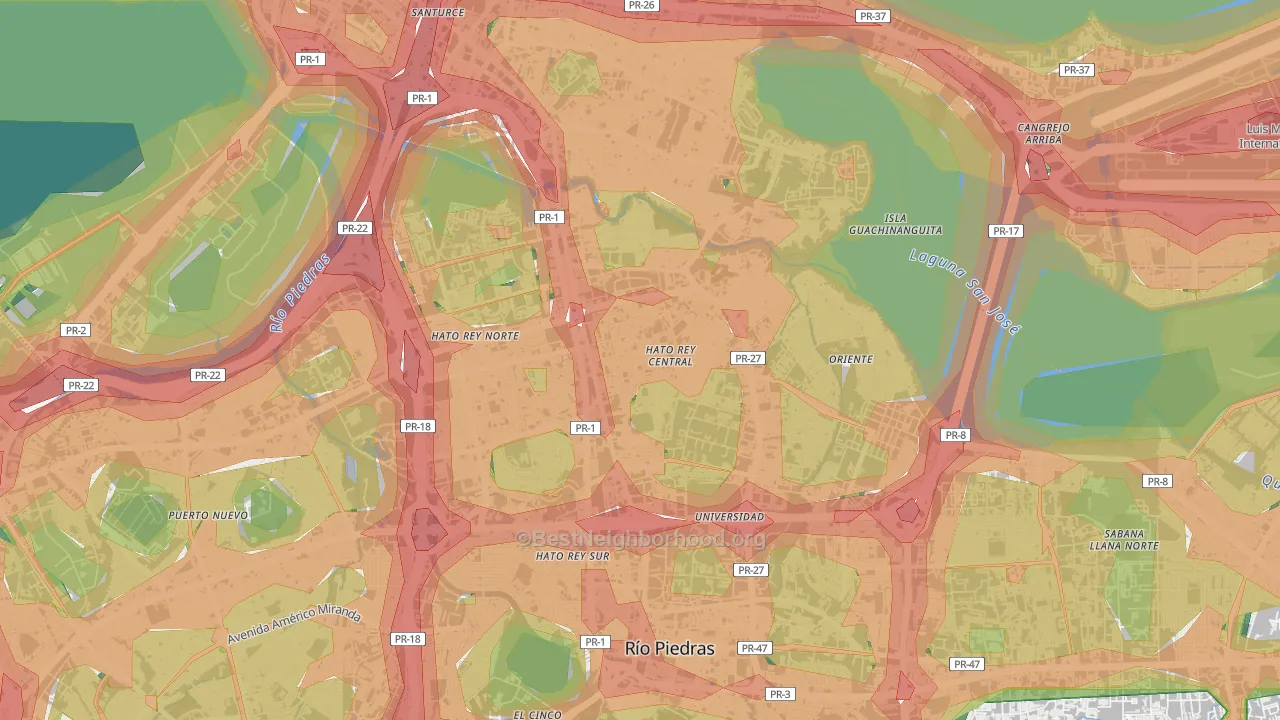 Urbanizacion Floral Park, San Juan, PR Map of Noise Levels in Urbanizacion Floral Park