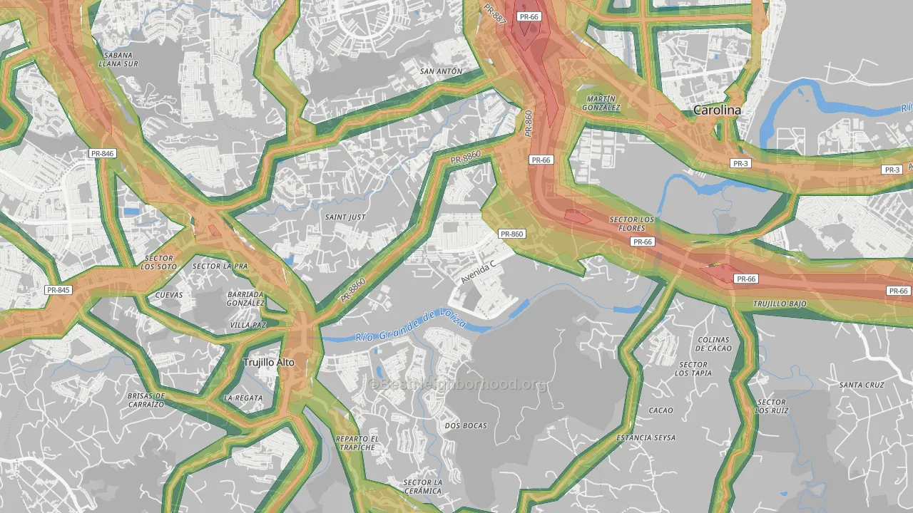 Urbanizacion Metropolis, Carolina, PR Map of Noise Levels in Urbanizacion Metropolis