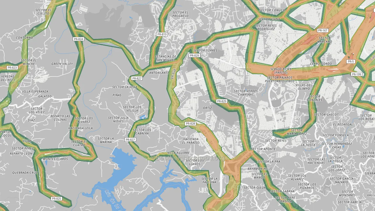 Urbanizacion Palacios del Rio 2, Bayamon, PR Map of Noise Levels in Urbanizacion Palacios del Rio 2