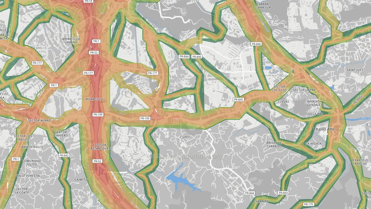 Urbanizacion Rivieras de Cupey, San Juan, PR Map of Noise Levels in Urbanizacion Rivieras de Cupey
