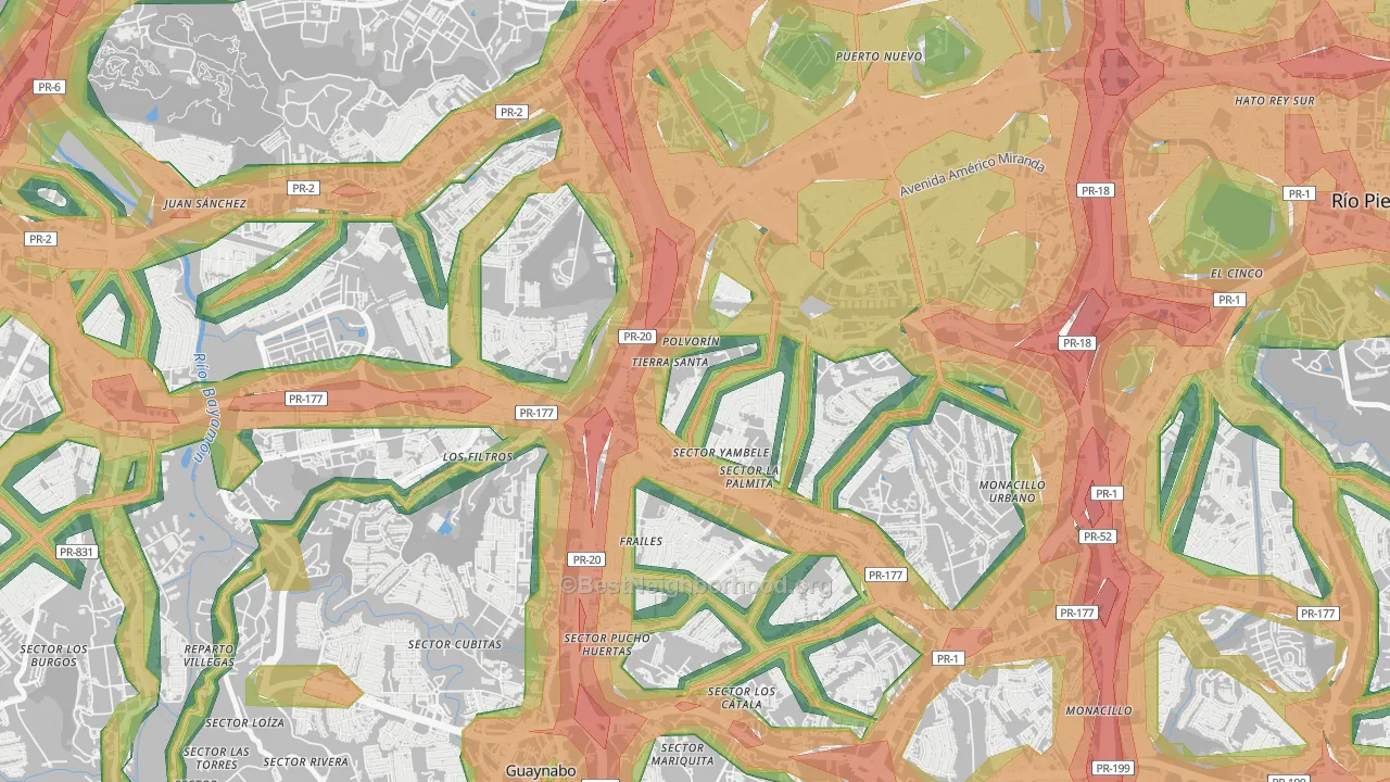 Urbanizacion Santiago Iglesias, San Juan, PR Map of Noise Levels in Urbanizacion Santiago Iglesias