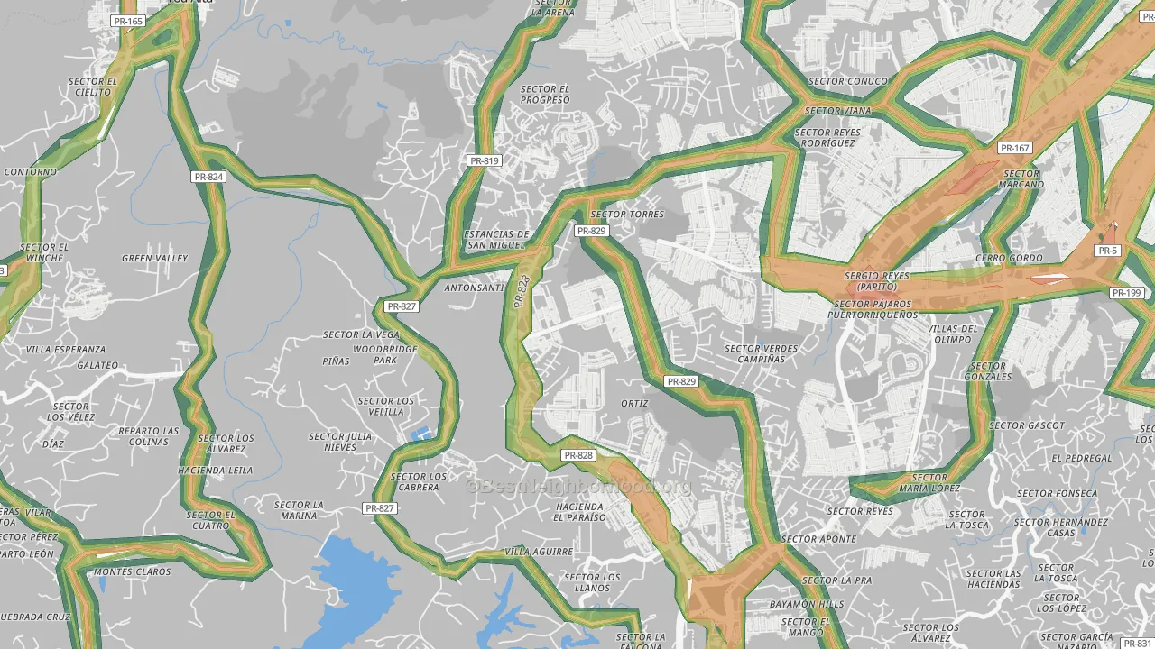 Urbanizacion Toa Alta Hts, Toa Alta, PR Map of Noise Levels in Urbanizacion Toa Alta Hts