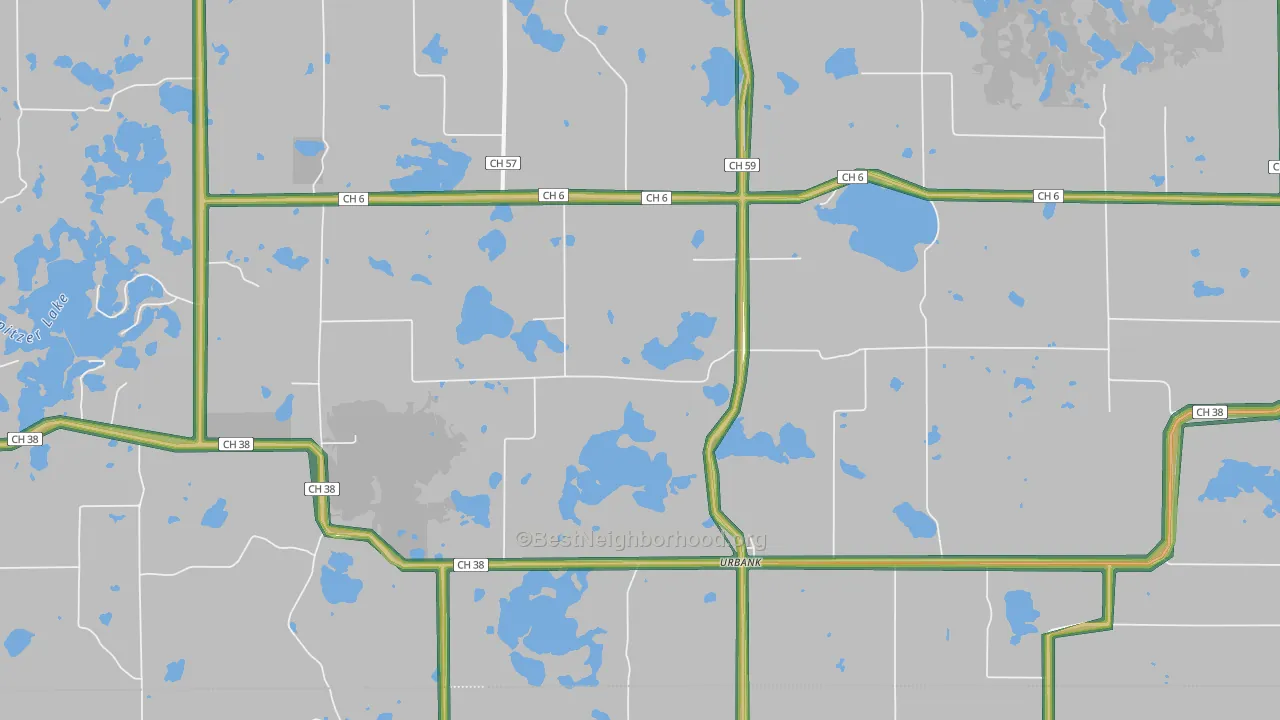 Urbank, MN Map of Noise Levels in Urbank